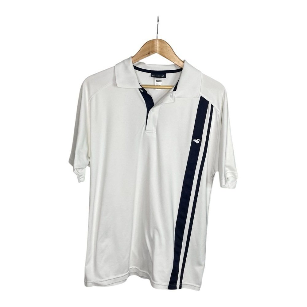 Inesis White and Black Striped Polo Golf Shirt M - Picture 2 of 7